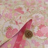 金襴生地(金らん) 重ね雪輪に唐草花尽くし(白/ピンク) 10cm単位 切り売り