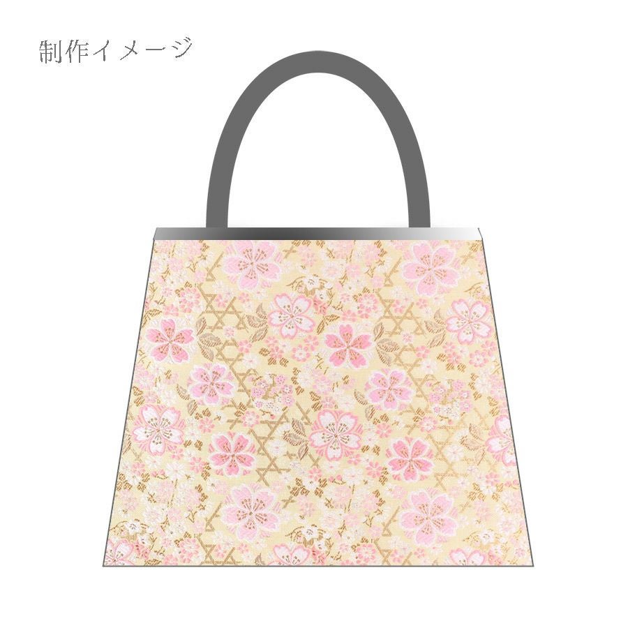金襴生地(金らん) 金のかごめに桜づくし(クリームイエロー) 10cm単位