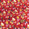 ちりめん生地 おもちゃのパレード(赤) 10cm単位 切り売り