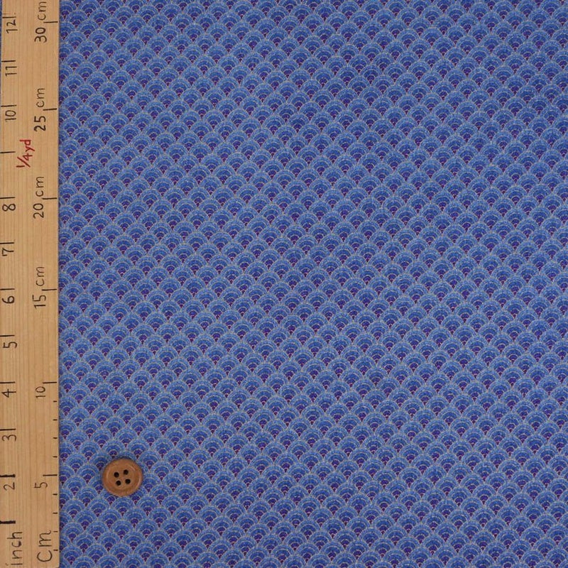 ちりめん生地 グラデーション青海波(青) 10cm単位 切り売り