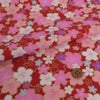 和柄コットン生地 金の縁取り桜もよう(赤) 10cm単位 切り売り コットンドビー 浴衣甚平生地 HOKKOH 桜模様 さくら柄 レッド