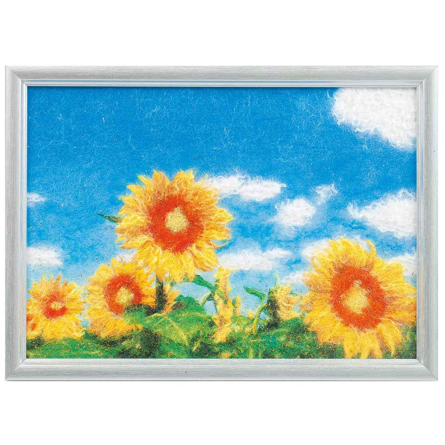 メタリックヤーンの貼り絵アート 手作りキット ひまわり |生地 和柄