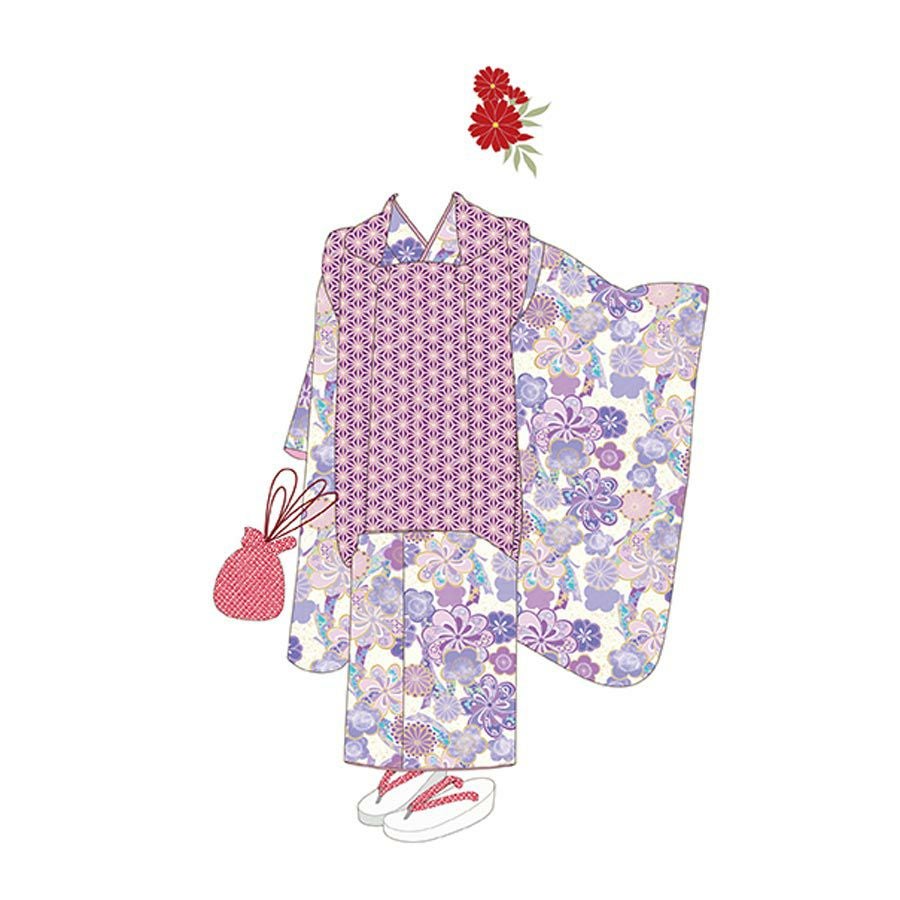 着物用洗える生地 束ねのしに和花(薄紫) 1反売り(約12m) |生地 和柄