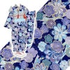 着物用洗える生地 束ねのしに和花(紺色) 1反売り(約12m) 七五三の祝い着や和装小物に華やか上品なポリエステル和柄反物
