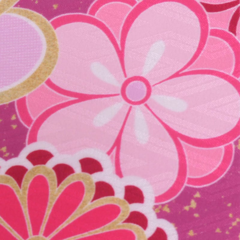 着物用洗える生地 束ねのしに和花(ピンク) 1反売り(約12m) 七五三の祝い着や和装小物に華やか上品なポリエステル和柄反物