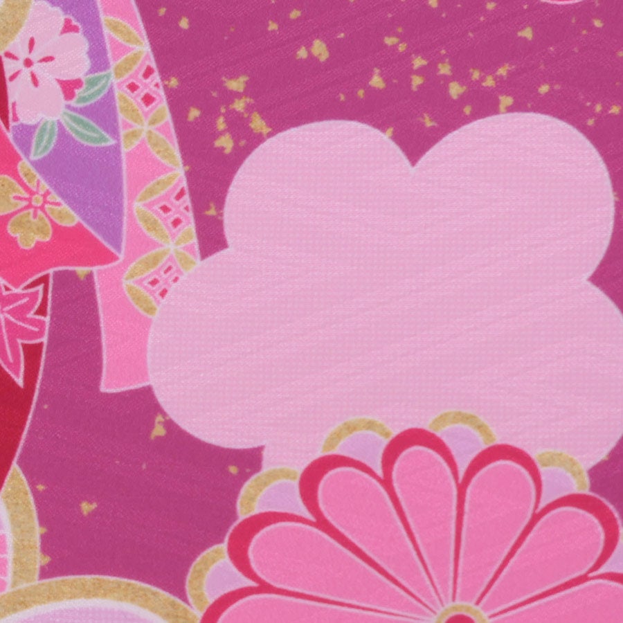 着物用洗える生地 束ねのしに和花(ピンク) 1反売り(約12m) 七五三の祝い着や和装小物に華やか上品なポリエステル和柄反物
