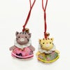 ちりめん手芸キット 仔猫のチャーム・2個セット 和風雑貨好きにちりめんで作る子猫の飾り ハンドメイドキット