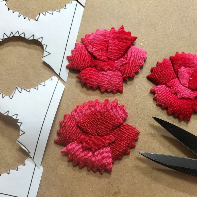 押絵キット カーネーションの花籠 母の日プレゼントハンドメイド ちりめん押し絵 花の和風アート