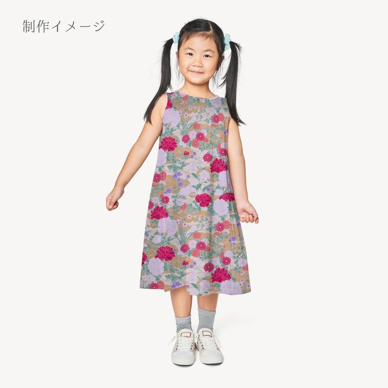 和柄コットン生地 琳派風の四季花(紅色) 10cm単位 切り売り 和風花柄生地 四季富花 和風内装クロスやパーティションに