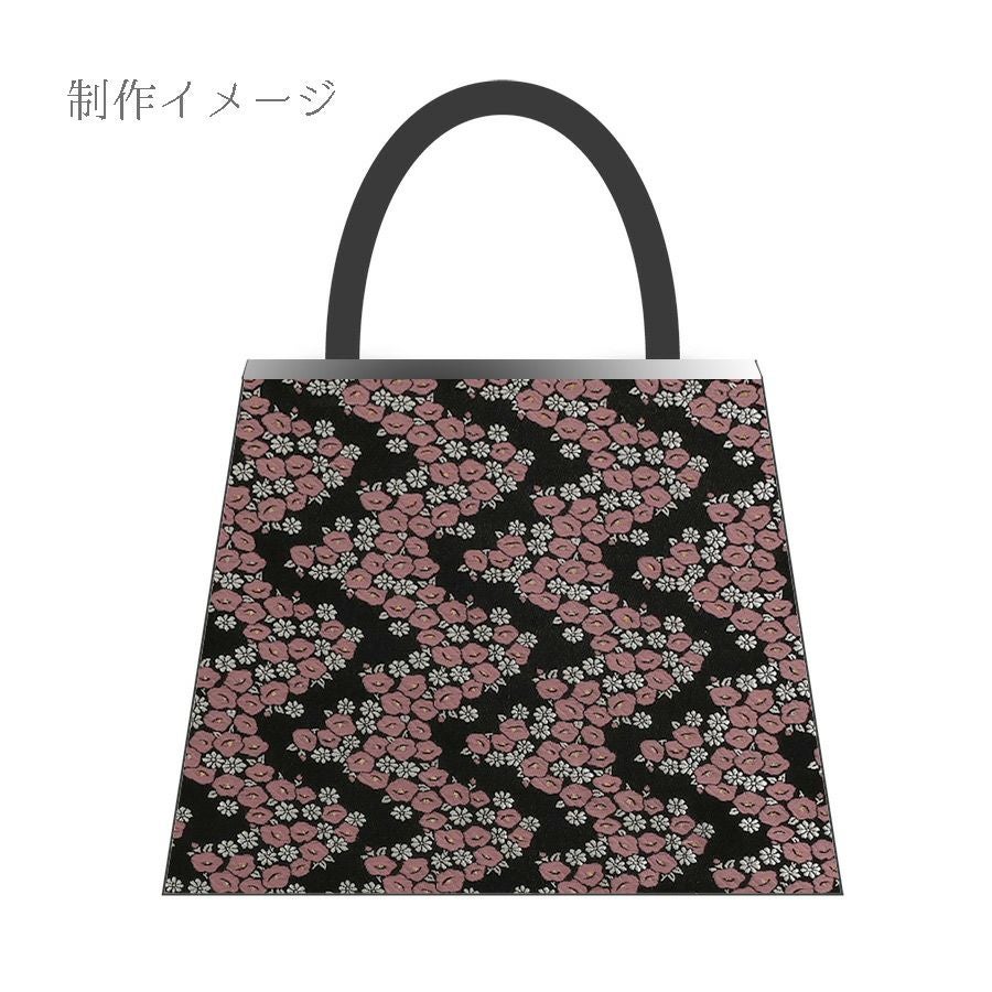 金襴生地(金らん) 椿波(黒/ピンク) 10cm単位 切り売り |生地 和柄/和布