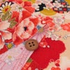 古布再現ちりめん生地 水辺の花景色(赤) 10cm単位 切り売り ビンテージ感ただよう手染めレーヨン縮緬/チリメン 七五三着物柄