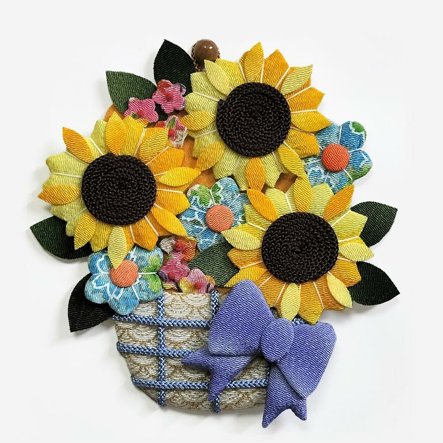 押絵キット ひまわりの花籠 |生地 和柄/和布/ちりめん手芸通販布がたり
