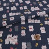 和柄コットン生地 招き猫ファミリー(くすみ紺) 10cm単位 切り売り 和風柄ドビークロス 和調木綿 KOKKAコッカハッピーキャッツ