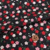ポリジャガードちりめん生地 可憐な小桜(黒)10cm単位 切り売り ポリエステルチリメンジャカード和調プリント 小花柄 さくら柄