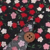 ポリジャガードちりめん生地 可憐な小桜(黒)10cm単位 切り売り ポリエステルチリメンジャカード和調プリント 小花柄 さくら柄
