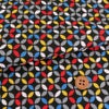 和柄コットン生地 カラフルな七宝柄(黒) 10cm単位 切り売り 小さな七宝模様 モダン和調コットン はんなり豆和柄 ドビークロス