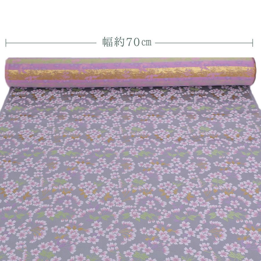 金襴生地(金らん) 花のころ(薄ねず) 10cm単位 切り売り |生地 和柄