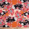 古布再現ちりめん生地 華絵巻 (黒) 10cm単位 切り売り ちりめん手芸や和小物作りに 古布柄の美しさを再現したチリメン