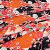 古布再現ちりめん生地 華絵巻 (黒) 10cm単位 切り売り ちりめん手芸や和小物作りに 古布柄の美しさを再現したチリメン