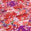 古布再現ちりめん生地 華絵巻 (赤) 10cm単位 切り売り 鮮やかな彩りの手芸用和柄布 ちりめん細工や和雑貨作りに最適