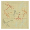 刺し子キット 花ふきん 茜とんぼ(からし) 刺子布巾キット 初心者向き 初級 蜻蛉柄 辛子色 オリムパス製絲