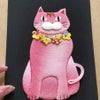 手芸キット 愛しの猫たち 押絵の壁掛け・首輪ピンク猫 いとしのねこモチーフミニタペストリー手作りキット 初心者向き