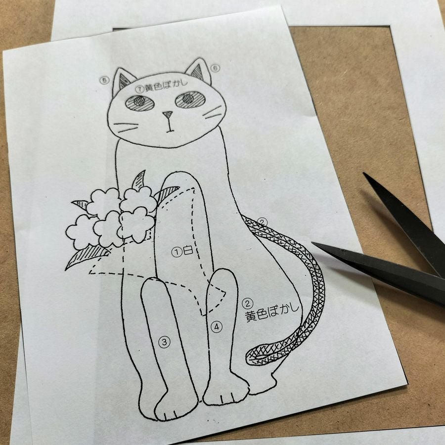 手芸キット 愛しの猫たち 押絵の壁掛け・花束トラ猫 |生地 和柄/和布