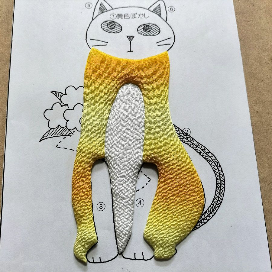 手芸キット 愛しの猫たち 押絵の壁掛け・花束トラ猫 |生地 和柄/和布