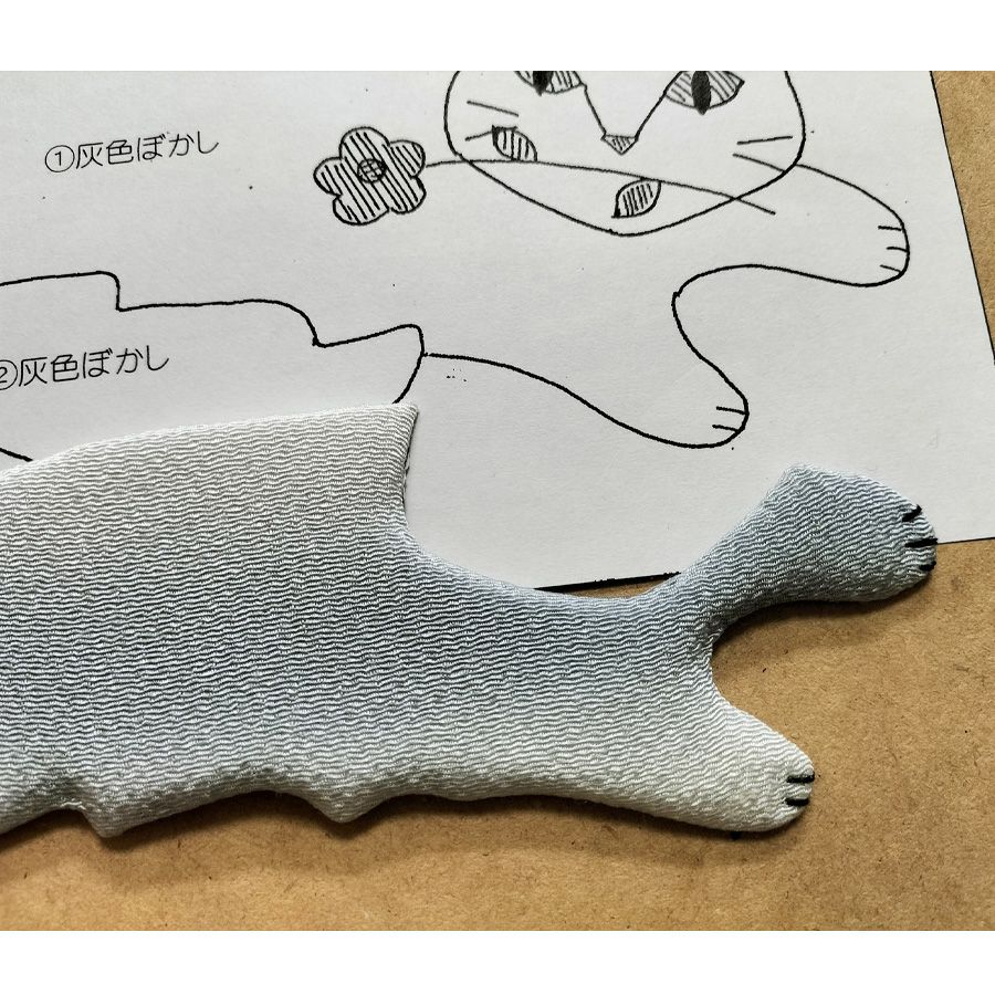 手芸キット 愛しの猫たち 押絵の壁掛け・花一輪モフ猫 |生地 和柄/和布