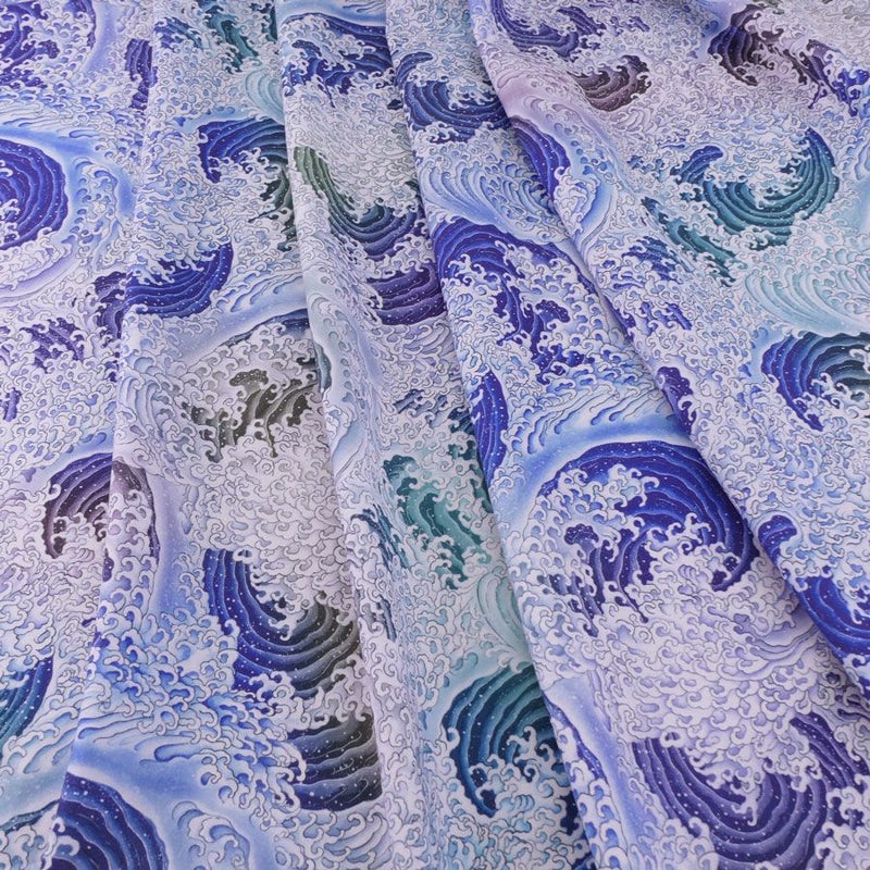 和柄コットン生地 蒼波(そうは) 10cm単位 切り売り 男性向き和風生地 木綿布地綿100％ 波柄 かっこいいシャツ地