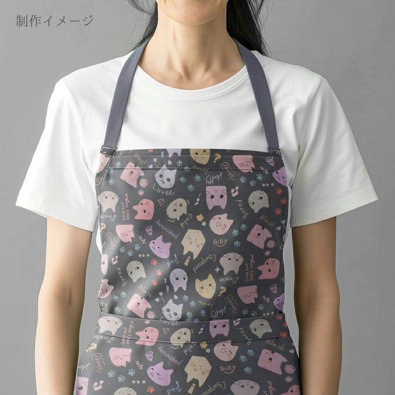コットン生地 カラフル猫面相(グレー) 10cm単位 切り売り ネコ柄生地グレイ 猫柄木綿生地 ポップなねこ柄布 noraモエラン