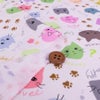 コットン生地 カラフル猫面相(白) 10cm単位 切り売り ネコ柄生地 猫柄木綿生地 ねこ柄布地 かわいい ポップな柄 nora