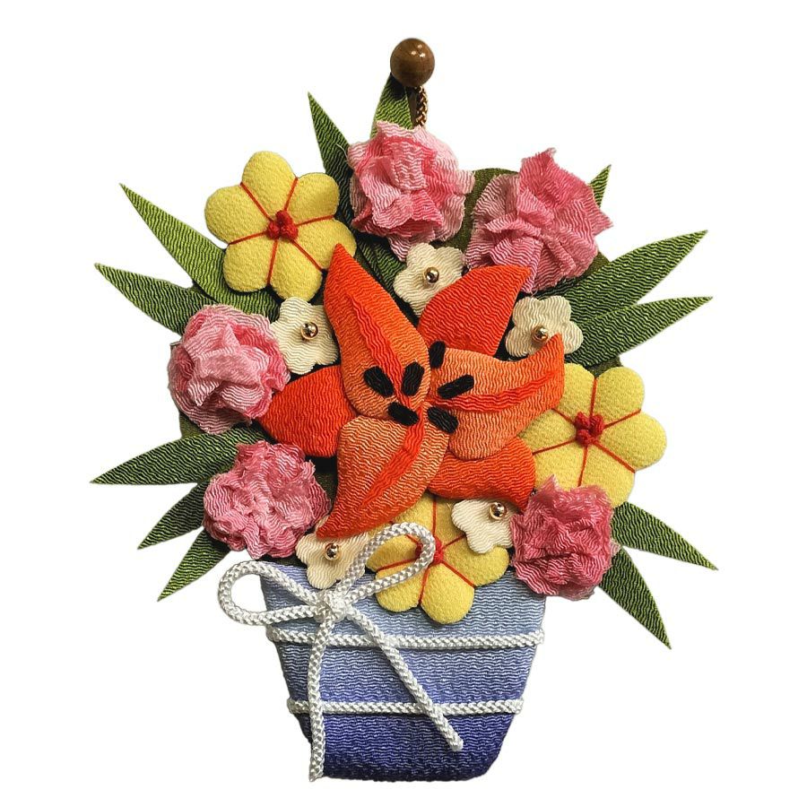 押絵キット 暑中見舞いの花籠 |生地 和柄/和布/ちりめん手芸通販布がたり