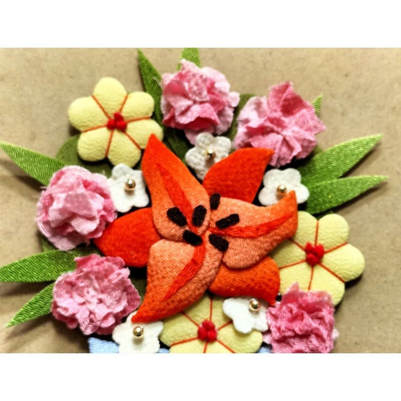 押絵キット 暑中見舞いの花籠 ちりめん押し絵キット チリメン細工 縮緬手芸 夏向きクラフト