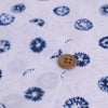 和柄コットン生地 丸しぼりの菊花柄 (白に藍) 10cm単位 切り売り 唐松絞り柄 からまつしぼりプリント 藍染め風 セブンベリー木綿