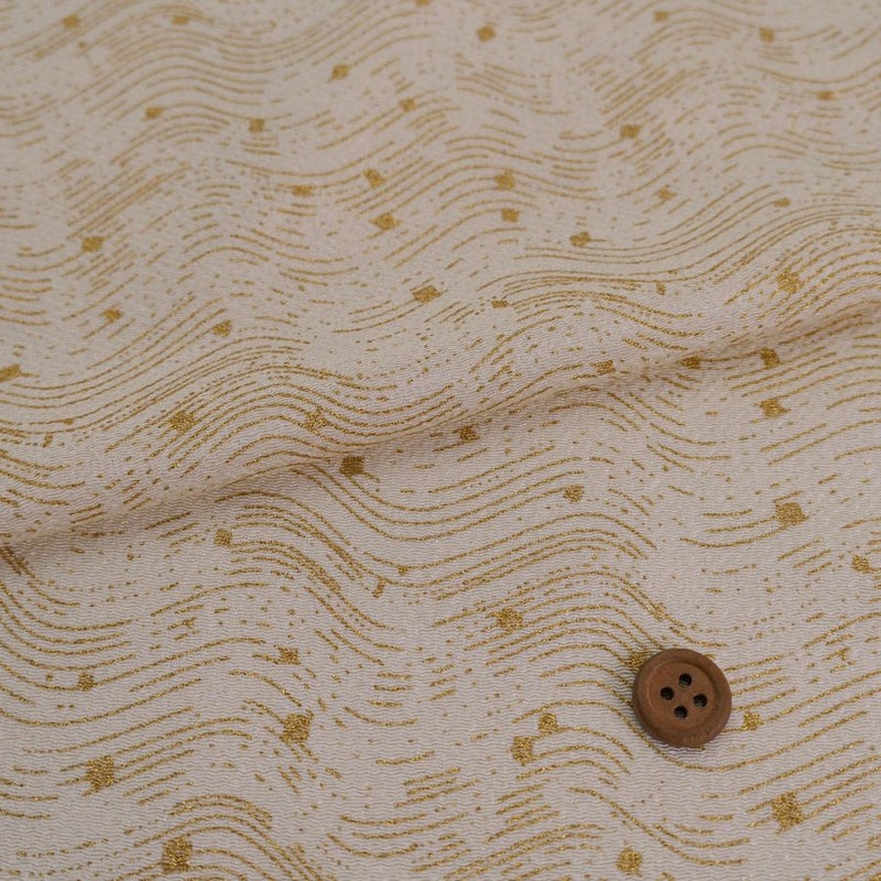 小幅ちりめん生地 干支向き 金彩さざ波 (薄ベージュ) 10cm単位 切り売り 午年飾り手づくりクラフト生地 馬の縮緬細工 押し絵用生地