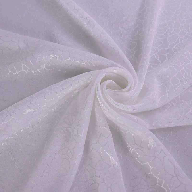 ポリエステルちりめんジャガード・バラ模様(白) ポリチリメンジャカード 縮緬ジャガード 衣装生地 薔薇ばら柄