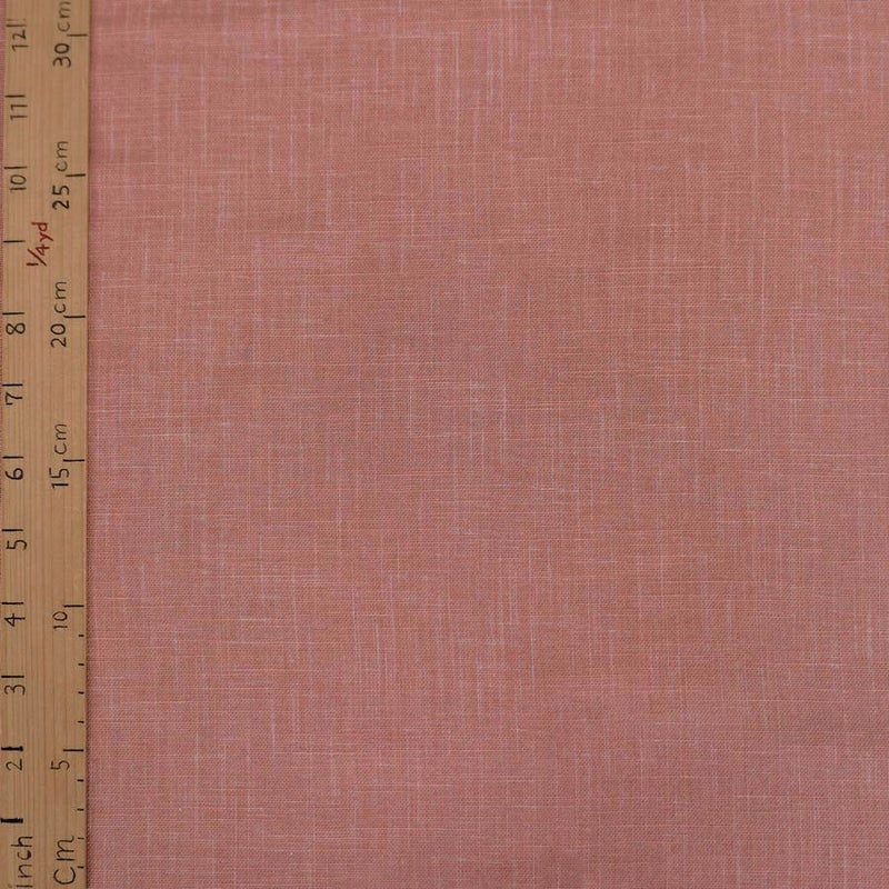 無地かすり風ムラ糸もめん生地 (くすみサーモン) 50cm単位 切り売り ナチュラルな風合い 大人のピンク ムラ糸クロス木綿100％ 紅梅