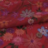 一越ちりめん生地 稲妻かのこに花と蝶(赤) 10cm単位 切り売り 古布再現柄縮緬チリメン ひとこしちりめん 可愛い伝統柄 古布調