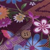 一越ちりめん生地 稲妻かのこに花と蝶(深紫) 10cm単位 切り売り 古布再現柄縮緬チリメン ひとこしちりめん かわいい古典柄古布