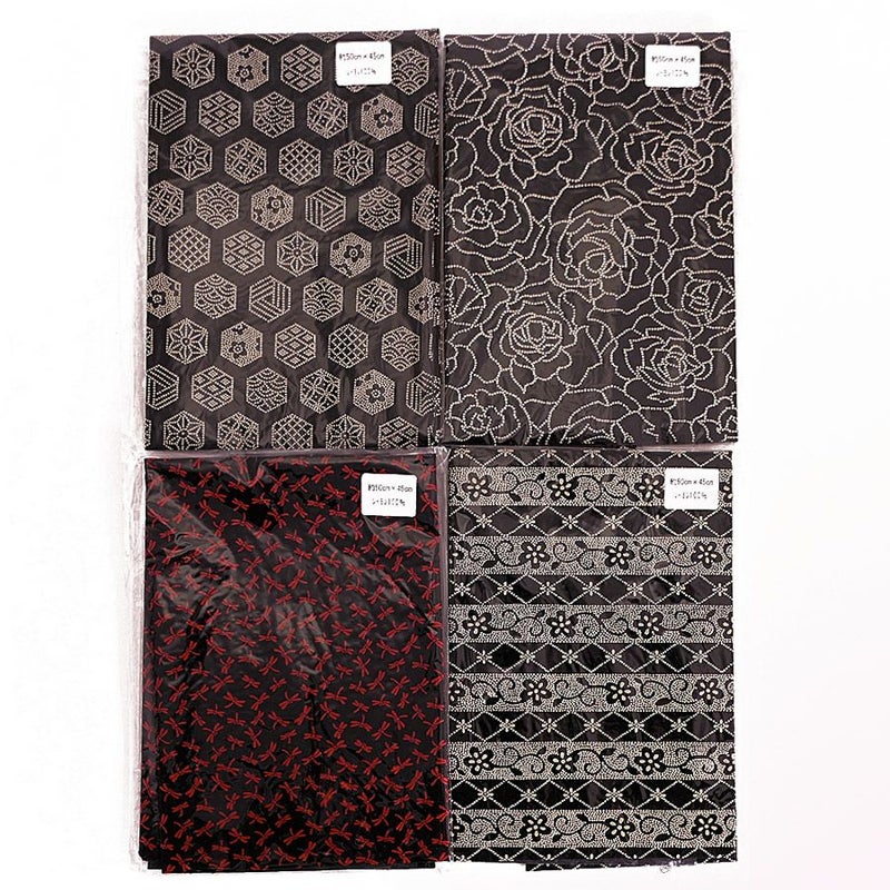 印伝調生地 お買得４点セット 各50×45cm (E) いんでん風スエード調生地 和雑貨作り レーヨン印伝風生地 和柄