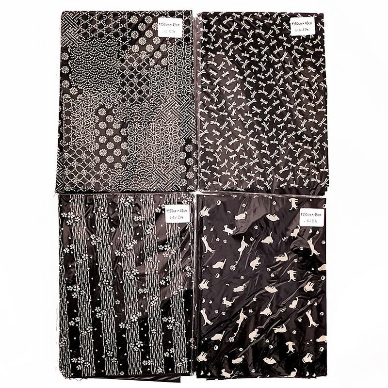 印伝調生地 お買得４点セット 各50×45cm (C) いんでん風スエード調生地 和雑貨作り レーヨン印伝風生地 和柄