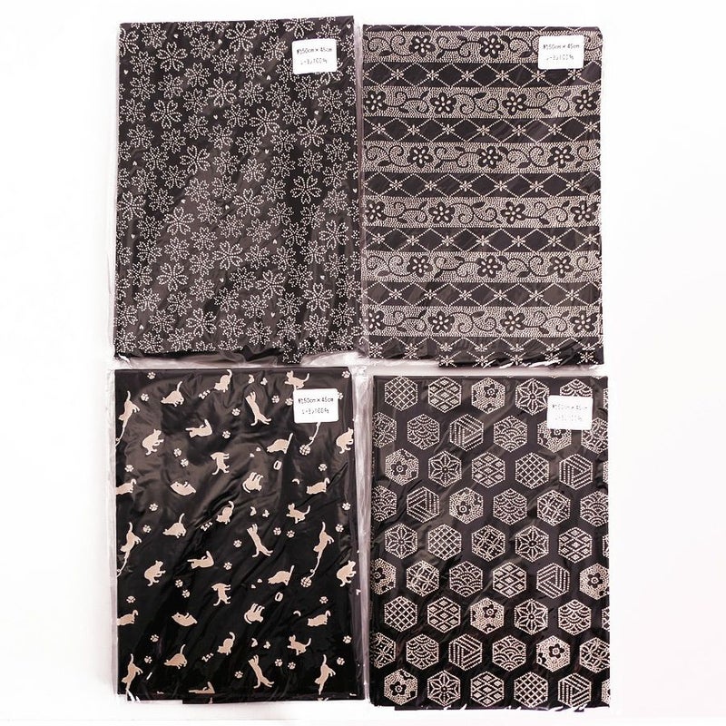 印伝調生地 お買得４点セット 各50×45cm (A) いんでん風スエード調生地 和雑貨作り レーヨン印伝風生地 和柄