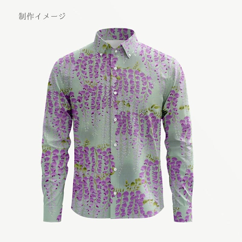 和柄コットン生地 藤の花(ミントグリーン) 10cm単位 切り売り 和モダン花柄布地 コットンこばやし藤の花文様 浴衣甚平生地女性