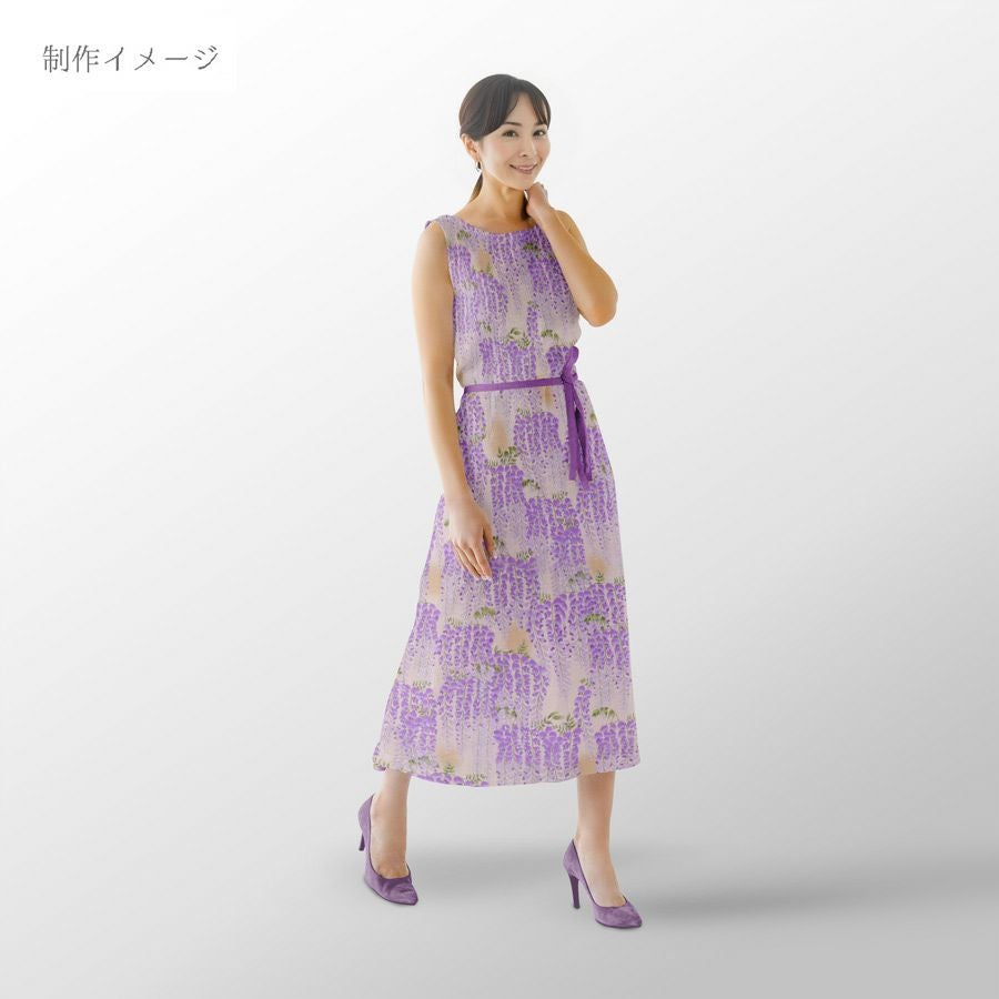 和柄コットン生地 藤の花(アイボリーベージュ) 10cm単位 切り売り 藤の花文様サザンクロス コットンこばやし和風花柄 大きな花柄