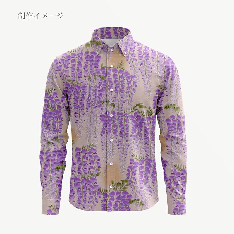 和柄コットン生地 藤の花(アイボリーベージュ) 10cm単位 切り売り 藤の花文様サザンクロス コットンこばやし和風花柄 大きな花柄