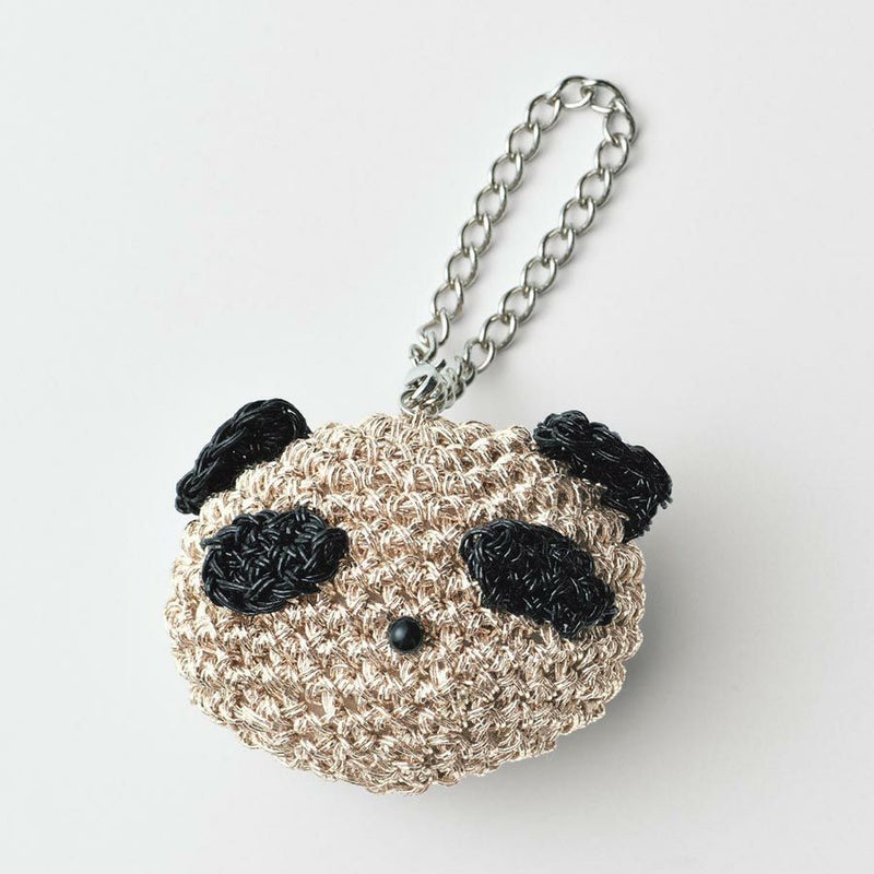 キット・メタリックコードで編むパンダチャーム(ピンクゴールド) きらりと輝く大人かわいい編み物キット メタリックフリーコード