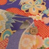 一越ちりめん生地 疋田雲に鶴と菊(紫苑色) 10cm単位 切り売り ひとこしちりめん 薄手縮緬 古典柄 伝統柄 鶴柄 吉祥文様 手芸用