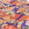 一越ちりめん生地 疋田雲に鶴と菊(紫苑色) 10cm単位 切り売り ひとこしちりめん 薄手縮緬 古典柄 伝統柄 鶴柄 吉祥文様 手芸用