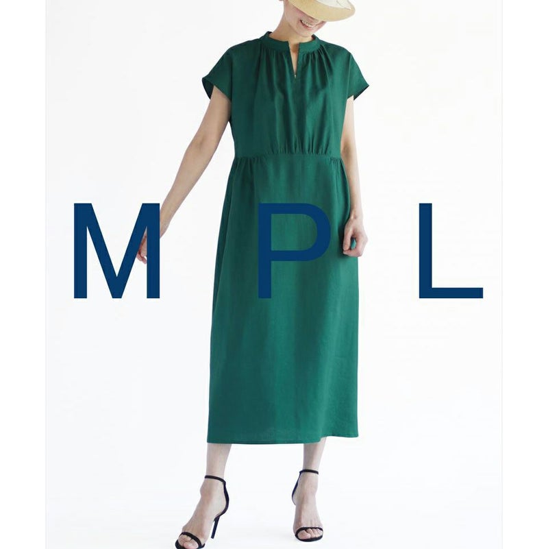 実物大型紙・スキッパーギャザードレス Mパターン研究所 簡単半袖ワンピース型紙 フレンチスリーブ